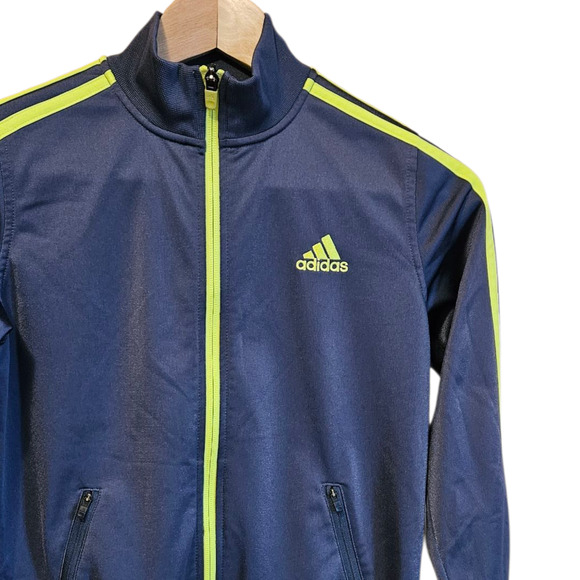 Adidas Boy's Full Zip Sweatshirt Grey Yellow Size Small (8) - Picture 3 of 6